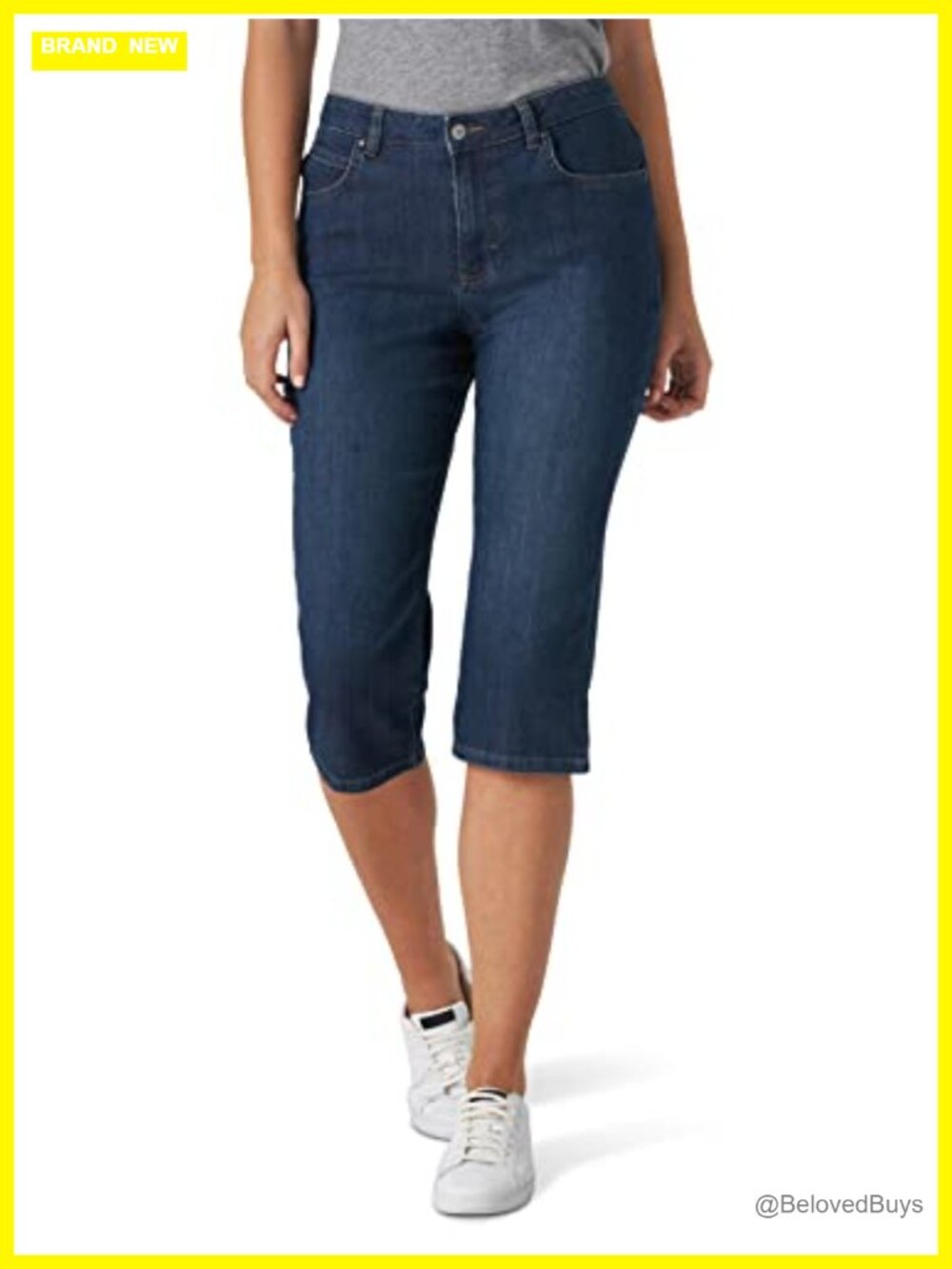 Lee Women's Relaxed Fit Capri Jeans Mid Rise Cropped Denim